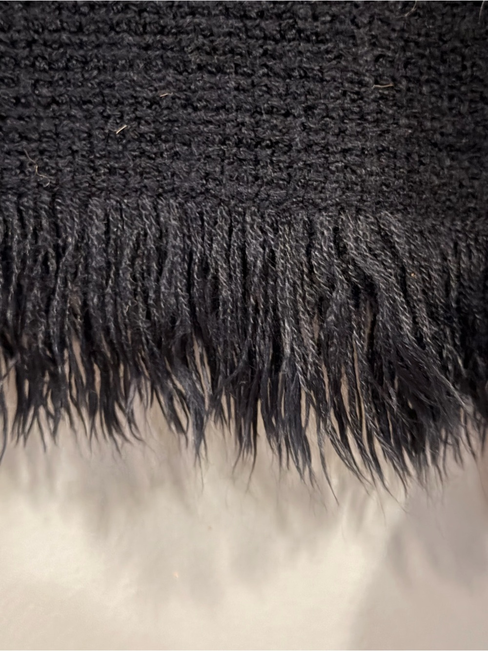 Black Fringe Knit Women’s Sweater Poncho - Picture 4 of 5
